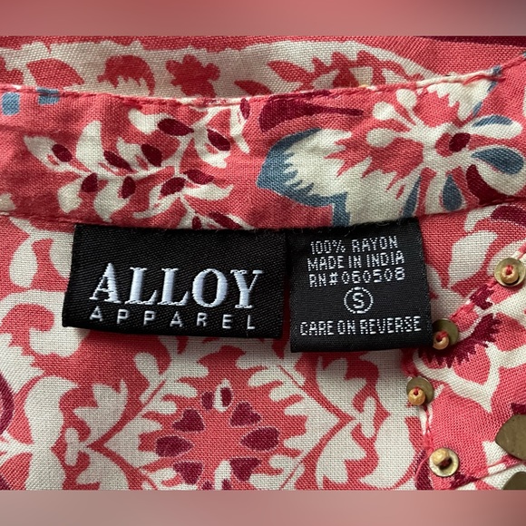 Alloy Apparel Boho Floral Print Pink Dress Bead Detail Size Small - Picture 12 of 12